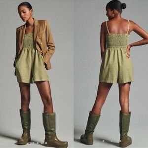Anthropologie green Romper Pilcro XS